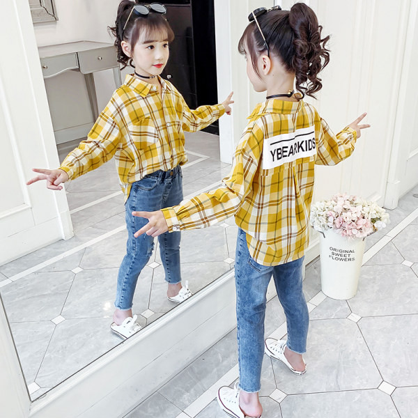 Παιδικό καρό πουκάμισο με κλασικό γιακά για κορίτσια