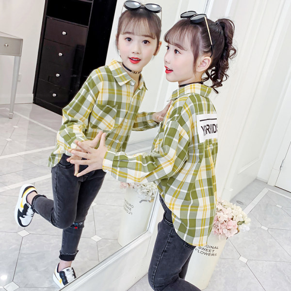 Παιδικό καρό πουκάμισο με κλασικό γιακά για κορίτσια