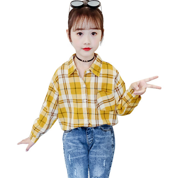 Παιδικό καρό πουκάμισο με κλασικό γιακά για κορίτσια