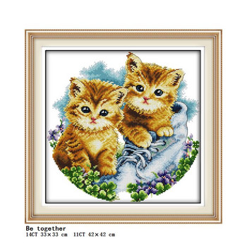 JoySunday animal cat series pattern kit cross stitch aida 14ct 11ct count print платно игла бродерия Направи си сам ръчно изработено ръкоделие