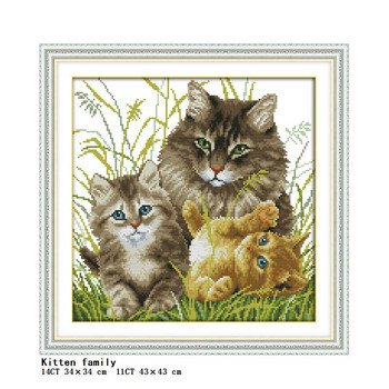 JoySunday animal cat series pattern kit cross stitch aida 14ct 11ct count print платно игла бродерия Направи си сам ръчно изработено ръкоделие