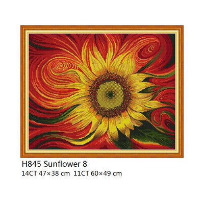 Joy Sunday Κιτ Κινέζικης Σταυροβελονιάς Λουλούδια Μοτίβα ηλίανθου 11CT τυπωμένα σε καμβά 14 καρατίων Aida Πανί DIY Χειροτεχνίες για κεντήματα