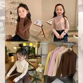 Ühevärviline kõrge polo kraega pluus tüdrukutele