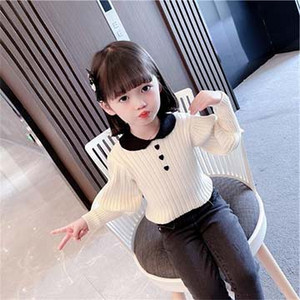 Παιδική ριγέ μπλούζα με γιακά για κορίτσια