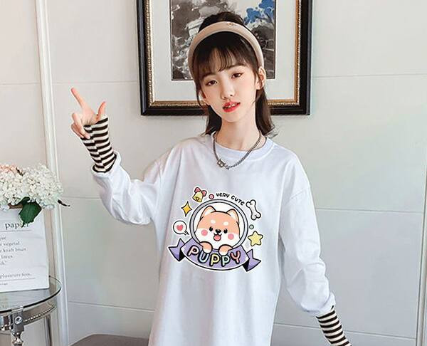 Παιδική μπλούζα με στάμπα σε O-Neck για κορίτσια