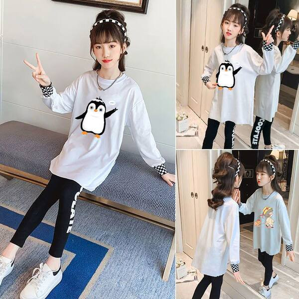 Παιδική μπλούζα με στάμπα σε O-Neck για κορίτσια