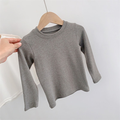 Ovaalse kaelusega ja pikkade varrukatega vabaaja lastepluus