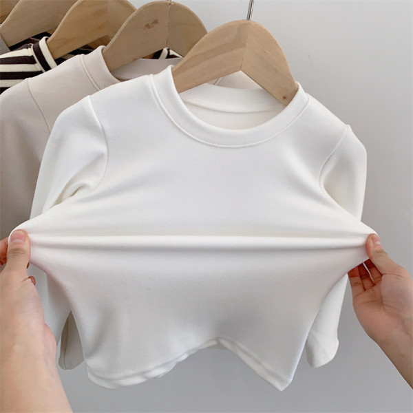 Ovaalse kaelusega ja pikkade varrukatega vabaaja lastepluus