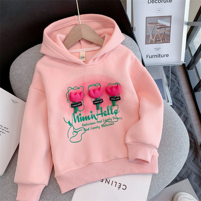 Igapäevane kapuutsiga lastepluus - valge ja roosa värv