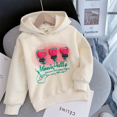 Igapäevane kapuutsiga lastepluus - valge ja roosa värv