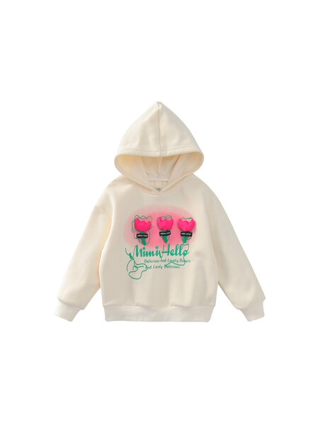 Igapäevane kapuutsiga lastepluus - valge ja roosa värv