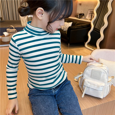 Παιδική ριγέ μπλούζα με ψηλό γιακά πόλο για κορίτσια