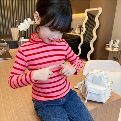 Παιδική ριγέ μπλούζα με ψηλό γιακά πόλο για κορίτσια