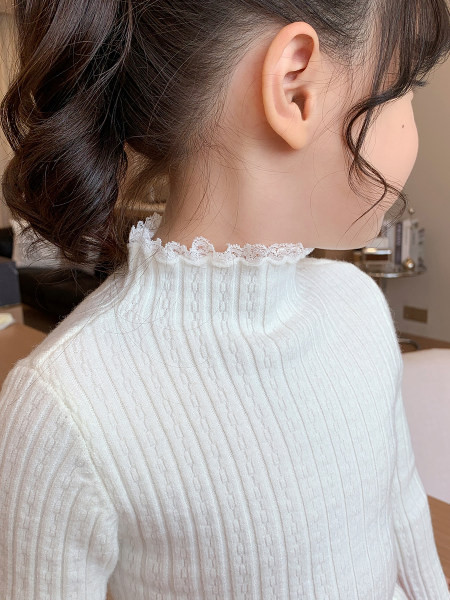 Καθαρή παιδική μπλούζα για κορίτσια - με ψηλό γιακά