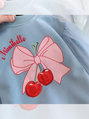 Παιδική casual μπλούζα με στάμπα με κορδέλα για κορίτσια