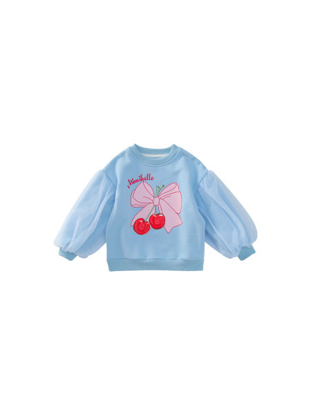 Παιδική casual μπλούζα με στάμπα με κορδέλα για κορίτσια