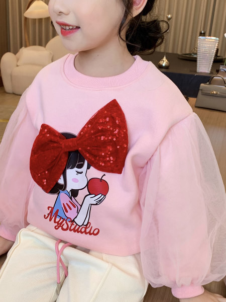 Μόδα μπλούζα για κορίτσια με 3D απλικέ και φουσκωτά μανίκια