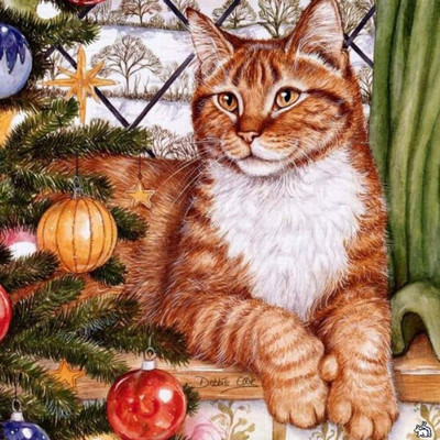 Meian 2020 Cat Cross Stitch Embroidery Kit 11CT Χριστουγεννιάτικο δώρο Ζωγραφική με βαμβακερή κλωστή DIY Κεντήματα DMC Πρωτοχρονιά Σπίτι Χριστούγεννα