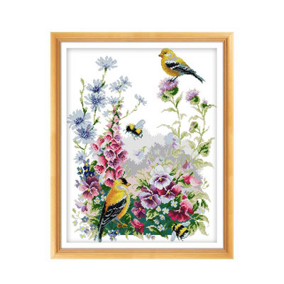 Loendava prindiga ristpistes komplektid isetegemise mustriga linnu- ja lillede seeria 14CT 11CT käsitsi tikand nõelõmbluskomplekt Home Deco