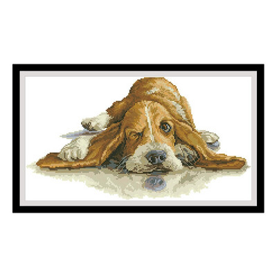 Cute Puppy Counted Cross Stitch Patterns Kits Unprinted Embroidery Kendework Set 11CT14CT Diy Cross-Stitch Painting Home Decor