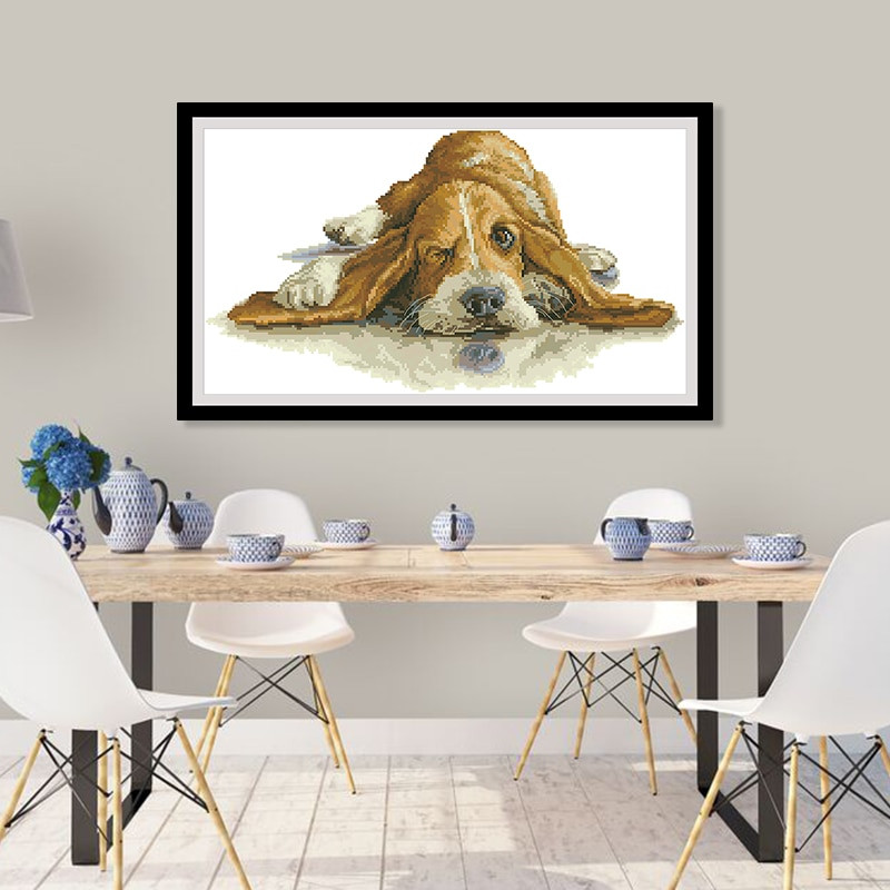 Mieli šuniukų suskaičiuoti kryžminio dygsnio raštų rinkiniai Nespausdinti siuvinėjimo rankdarbių rinkiniai 11CT14CT „Pasidaryk pats“ kryželiu, namų dekoro tapyba