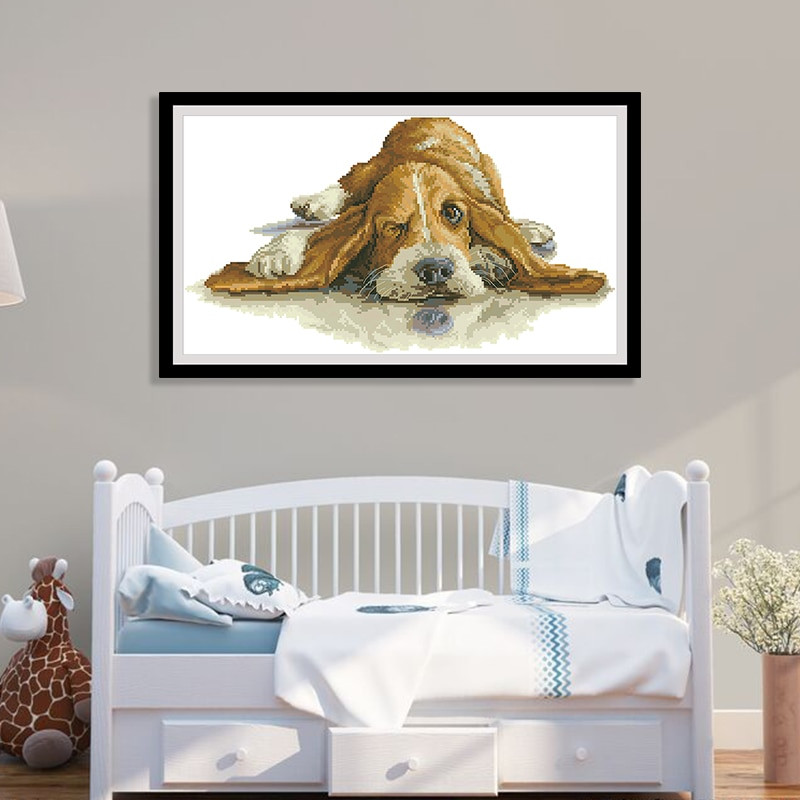 Mieli šuniukų suskaičiuoti kryžminio dygsnio raštų rinkiniai Nespausdinti siuvinėjimo rankdarbių rinkiniai 11CT14CT „Pasidaryk pats“ kryželiu, namų dekoro tapyba