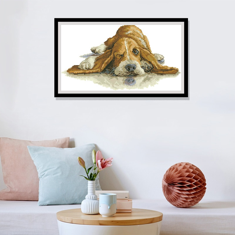 Mieli šuniukų suskaičiuoti kryžminio dygsnio raštų rinkiniai Nespausdinti siuvinėjimo rankdarbių rinkiniai 11CT14CT „Pasidaryk pats“ kryželiu, namų dekoro tapyba