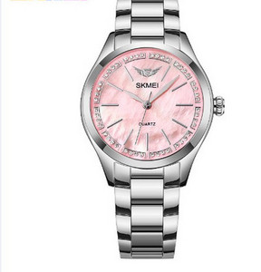 Ceas modern de dama din otel inoxidabil cu pietre decorative