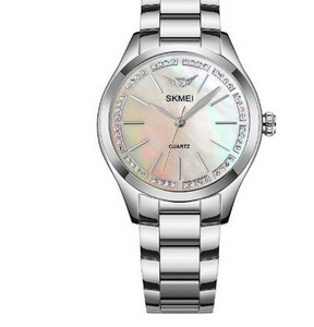 Ceas modern de dama din otel inoxidabil cu pietre decorative