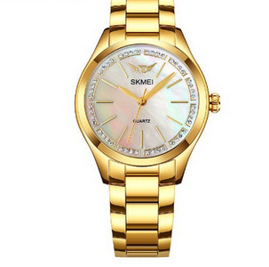 Ceas modern de dama din otel inoxidabil cu pietre decorative