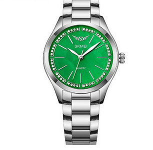 Ceas modern de dama din otel inoxidabil cu pietre decorative