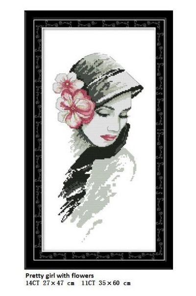 The Woman with the flowers Patterns Aida Canvas Cross Stitch DMC 11CT 14CT Cross Stitch Kits Χειροποίητο Κέντημα Διακόσμηση σπιτιού