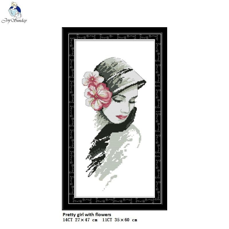 The Woman with the flowers Patterns Aida Canvas Cross Stitch DMC 11CT 14CT Cross Stitch Kits Χειροποίητο Κέντημα Διακόσμηση σπιτιού