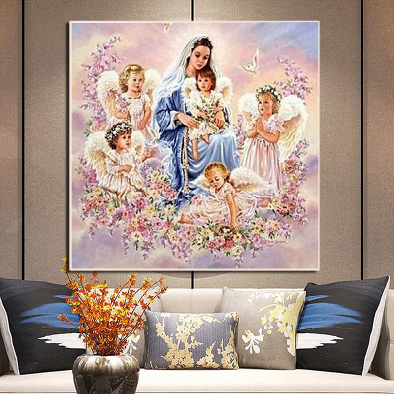 Carton Angel DIY Cross Stitch Embroidery 11CT Kit Σετ χειροτεχνίας βελονιάς Βαμβακερή κλωστή τυπωμένη διακόσμηση σπιτιού σε καμβά σε προσφορά