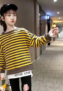 Tüdrukute vabaaja pikkade varrukatega triibuline pluus