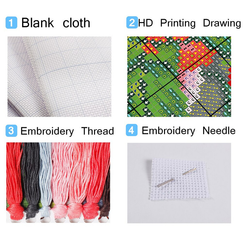HUACANi tikkimismaja maastik Puuvillase niidi maalimine DIY näputöökomplektid 14CT ristpistega päikeseloojangumaastik kodukaunistus