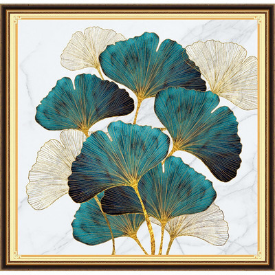 Κιτ διασταυρούμενης βελονιάς Κεντήματα DIY εμπριμέ τοπίων Ginkgo Biloba Κέντημα Βαμβακερή μεταξωτή κλωστή Διακόσμηση σπιτιού με σταυροβελονιά