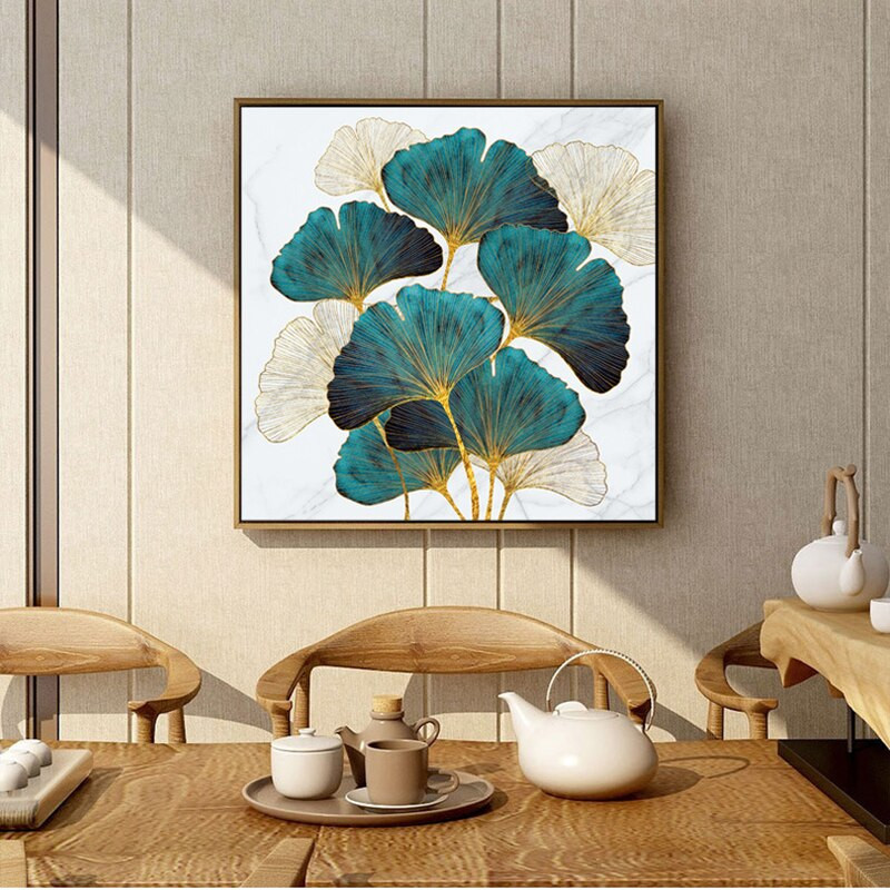 Κιτ διασταυρούμενης βελονιάς Κεντήματα DIY εμπριμέ τοπίων Ginkgo Biloba Κέντημα Βαμβακερή μεταξωτή κλωστή Διακόσμηση σπιτιού με σταυροβελονιά