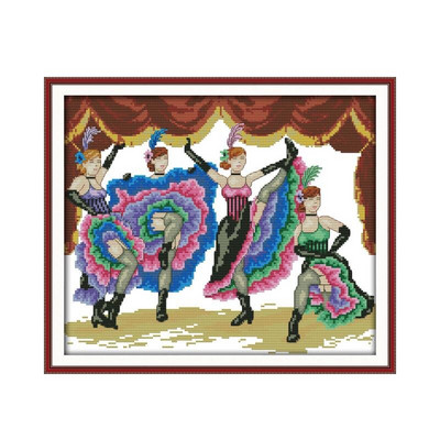 Joy Sunday Stamped Dancers Kit Cross-Stitch Printed 11CT 14CT Painting Counted Patterns Crafts Decor Κέντημα σετ κεντήματα
