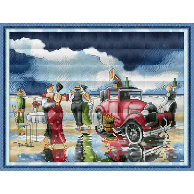 Joy Sunday Stamped Dancers Kit Cross-Stitch Printed 11CT 14CT Painting Counted Patterns Crafts Decor Κέντημα σετ κεντήματα