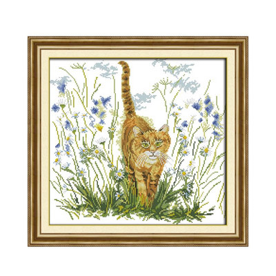Joy Sunday Cat on The Windowsill Cross Stitch Kit Stamped Printed 11CT 14CT Counted Print Crafts Kit Κεντήματα κεντήματα