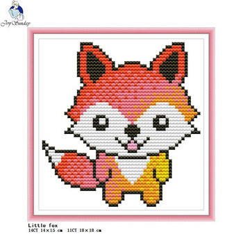 Joy Sunday Cartoon Animal Series Minin Printed Cross Stitch Kit 14CT 11CT Counted Canvas Fabric Set DIY Kids Embroidery Crafts