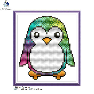 Joy Sunday Cartoon Animal Series Minin Printed Cross Stitch Kit 14CT 11CT Counted Canvas Fabric Set DIY Kids Embroidery Crafts