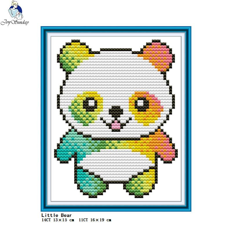 Joy Sunday Cartoon Animal Series Minin Printed Cross Stitch Kit 14CT 11CT Counted Canvas Fabric Set DIY Kids Embroidery Crafts