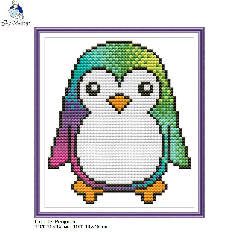 Joy Sunday Cartoon Animal Series Minin Printed Cross Stitch Kit 14CT 11CT Counted Canvas Fabric Set DIY Kids Embroidery Crafts