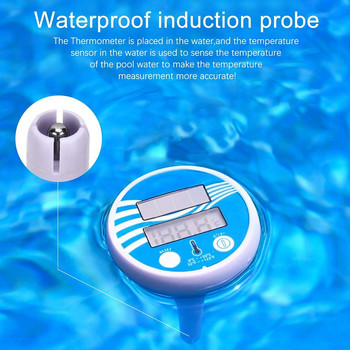 Външен и вътрешен плаващ цифров термометър за басейн Термометър за открит басейн със слънчева енергия Водоустойчив LCD дисплей Спа термометър