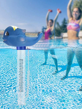 Термометър за басейн Плаващ буй Термометър за басейн с голяма епруветка за тестване на температурата в анимационен стил EZ Ready за плувен басейн