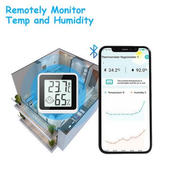 Интелигентен Bluetooth вътрешен измервател на влажност Голям LCD дисплей Температурен сензор с контрол на приложението Метеорологична станция за дома