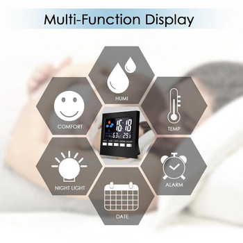 Ψηφιακό θερμόμετρο LCD μετεωρολογικό ρολόι & ξυπνητήρι Ημερολόγιο δωμάτιο Αρχική υγρόμετρο Θερμόμετρο Θερμόμετρο Υγρασίας Μετρητής