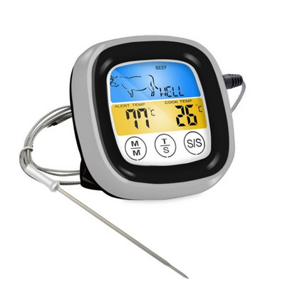 Instant Read Meat Thermometer Probe Wire Ψηφιακή οθόνη LCD Οθόνης φούρνου Ασφαλές θερμόμετρο τροφίμων για ευαίσθητα στο μαγείρεμα, έγχρωμα εργαλεία μπάρμπεκιου